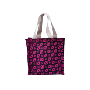 Pink Checkered Jute Bag